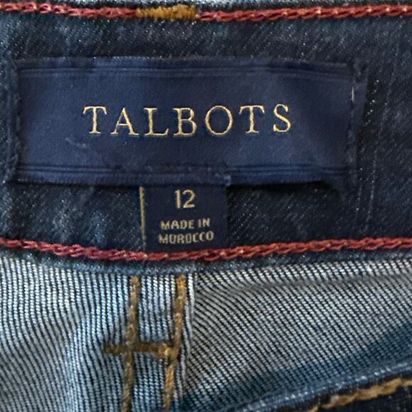 Talbots Straight Leg High Rise Jeans Sz 12 Dark Wash Denim Basic Stretch Casual - Picture 3 of 8